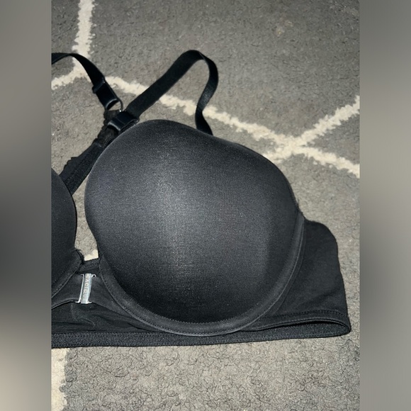 Cacique Front-Close Cotton Boost Plunge Black Bra Size 44C - Picture 5 of 8